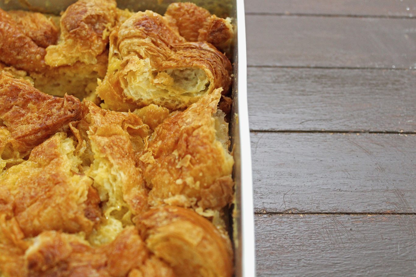 Bread and butter pudding with vanilla sauce