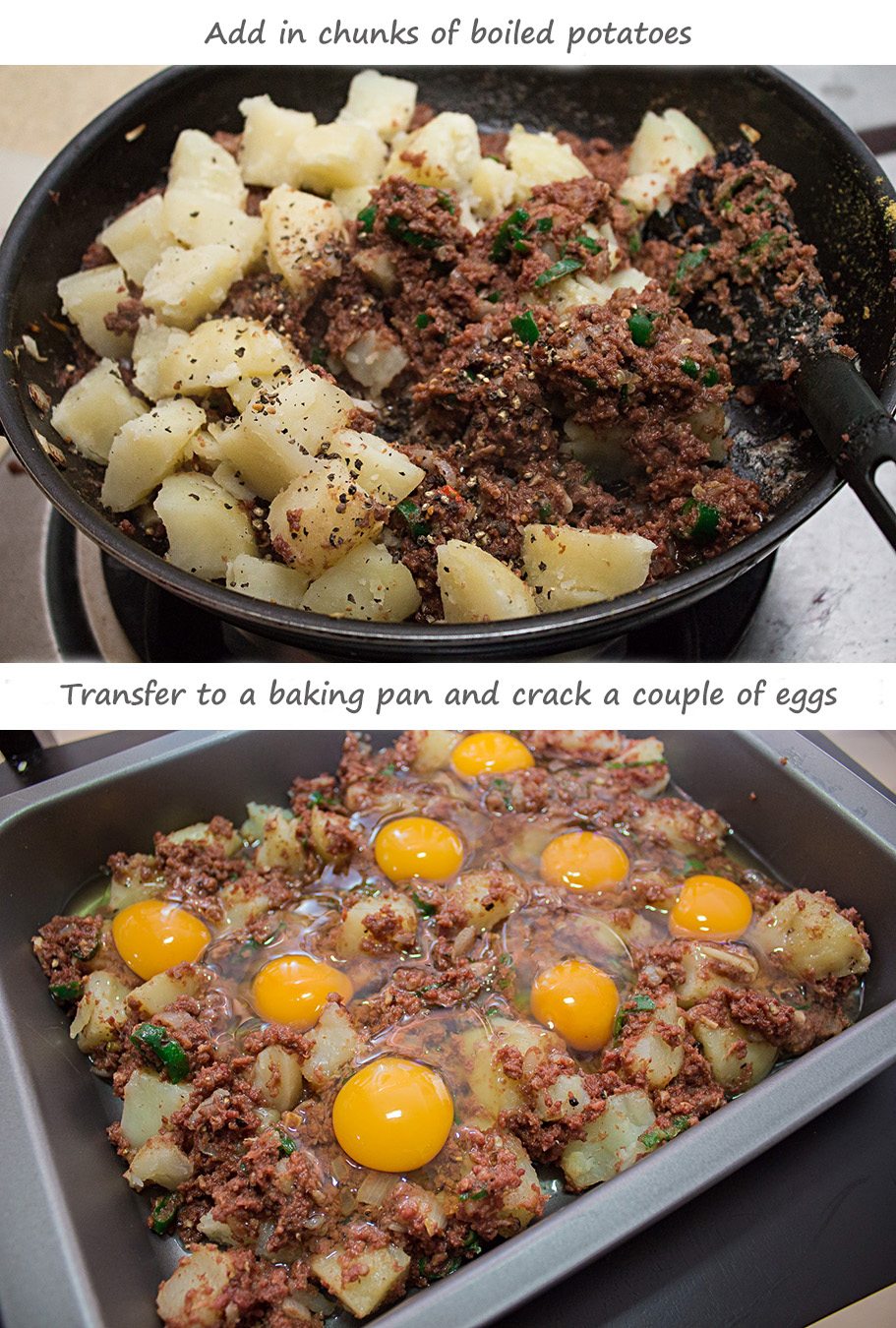 Corned Beef Potatoes and Eggs