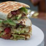 Caramelized onions, mushroom and avocado quesadillas