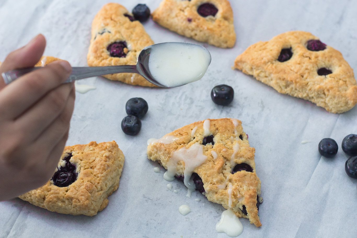Blueberry Scones with Vanilla Glaze