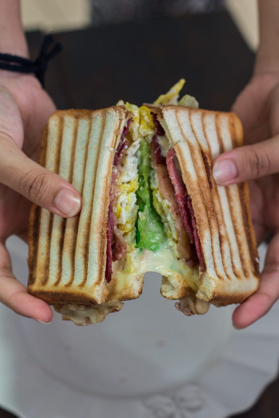 Bacon and Scrambled Egg Grilled Cheese Sandwiches