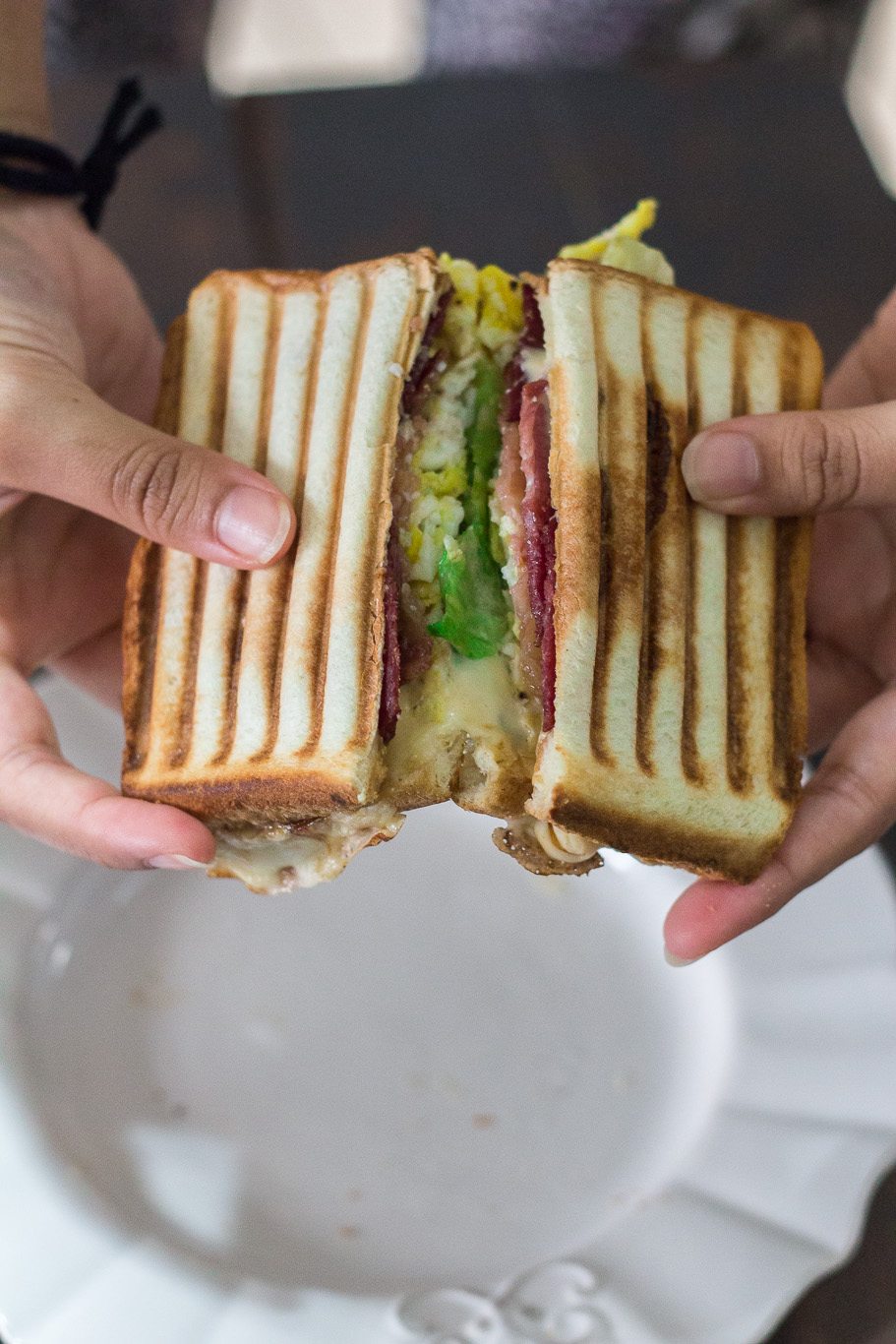 Bacon and Scrambled Egg Grilled Cheese Sandwiches