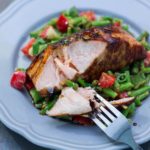 Honey Garlic Salmon with Warm Chopped Asparagus Salad