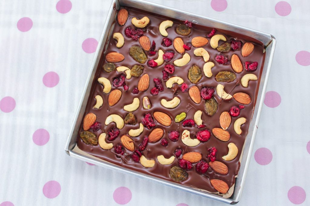 Chocolate Bark with Cranberries and Nuts