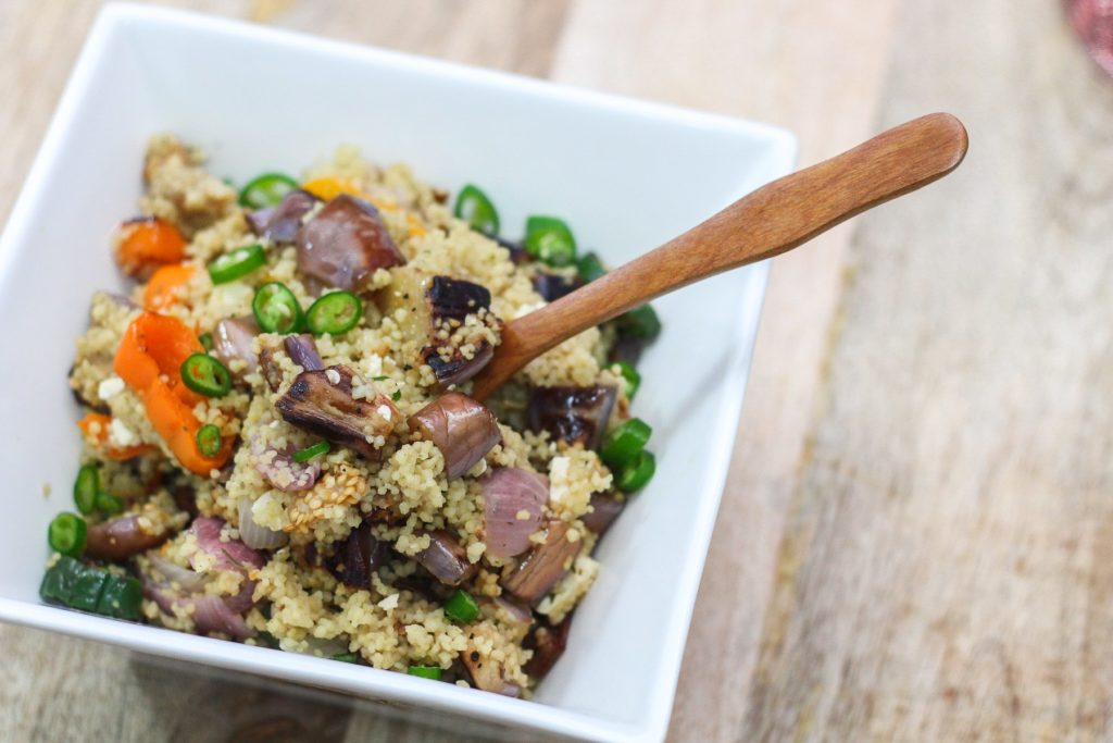 Lemon Couscous with Grilled Vegetable salad 