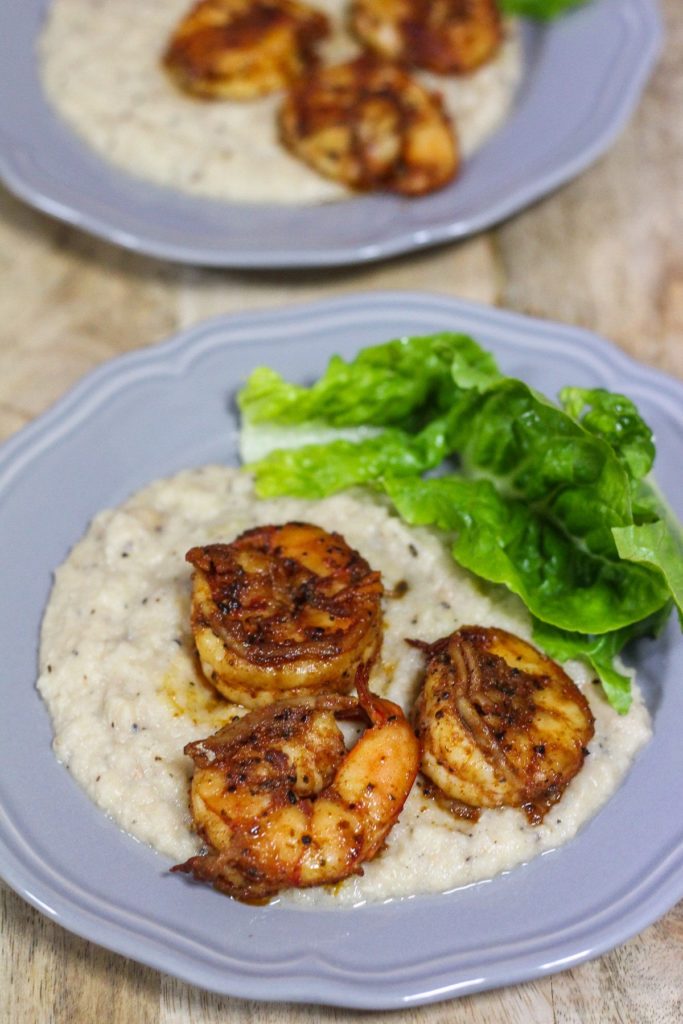 Cauliflower Mash and Spicy Prawns