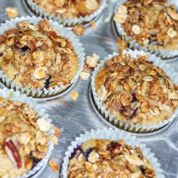 Blueberry Oatmeal Muffins with Granola Topping