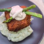 Crispy Cod with Mashed Potatoes and Creamy Chipotle Sauce
