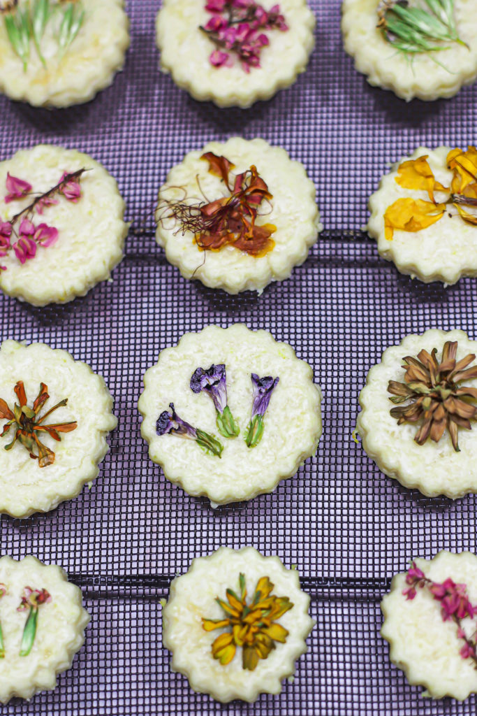 Edible Flower Lemon Shortbread Cookies