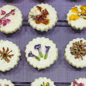 Edible Flower Lemon Shortbread Cookies
