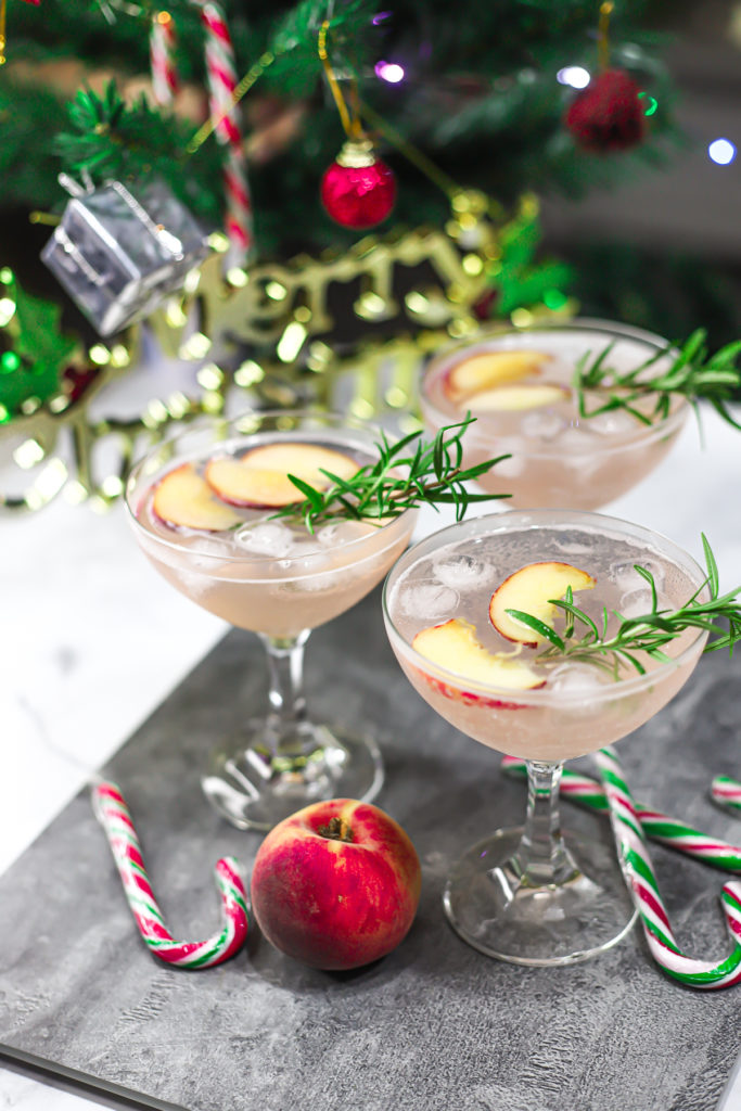 Sparkling Rosemary Peach Mocktail