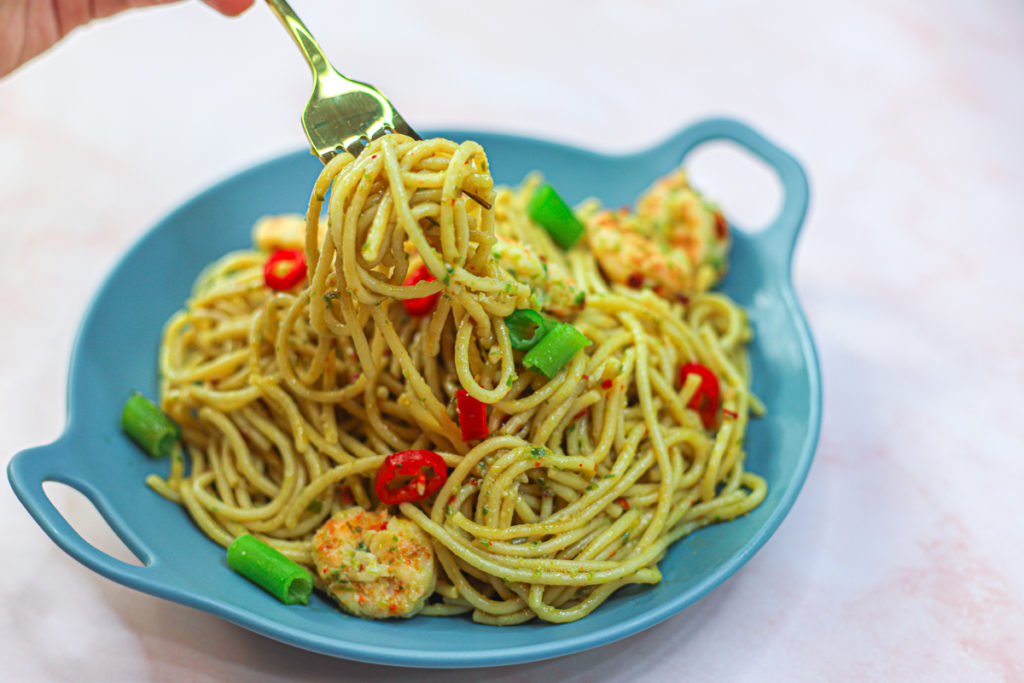 Delicious Asian Prawn Spaghetti