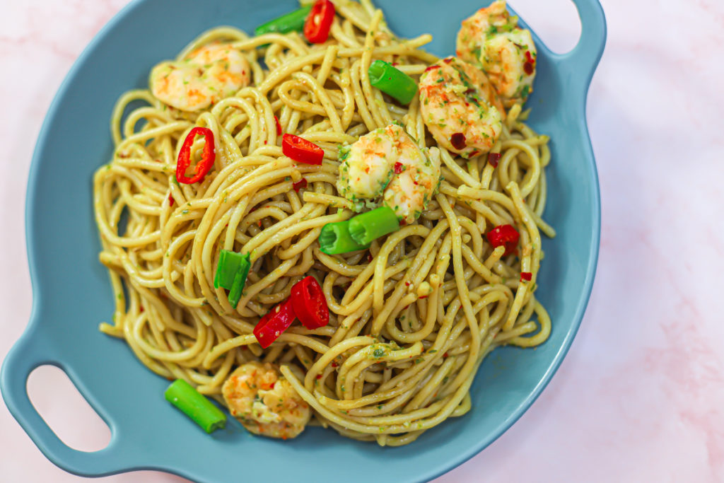 Delicious Asian Prawn Spaghetti